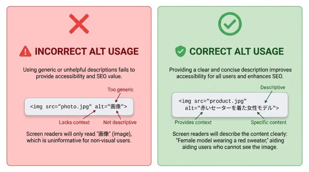 よくある間違いと正解例: 正誤比較レイアウト