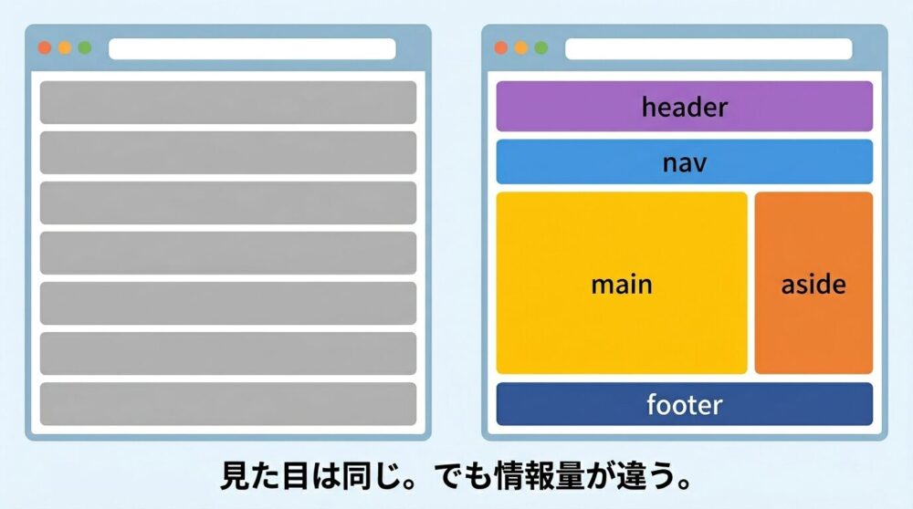 セマンティック構造の比較図